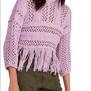 Free People High Love crochet fringe sweater